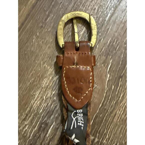 Brighton Vintage Y2K Equestrian Western Solid Brass Braided Leather Belt 42 - Picture 3 of 12